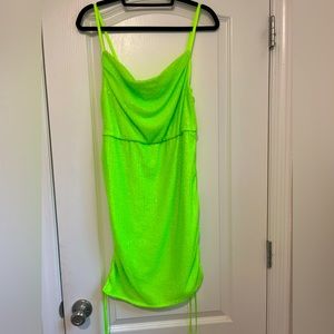 Wild Fable neon green sequins spaghetti strap dress sz l